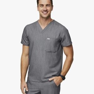 Figs Leon Scrub V-Neck Graphite Grey Moisture Wicking Mens XXL Medical Top